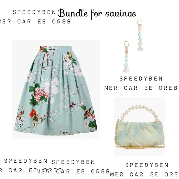 Taydey A-Line Pleated Vintage Floral Print Skirt - Picture 12 of 13